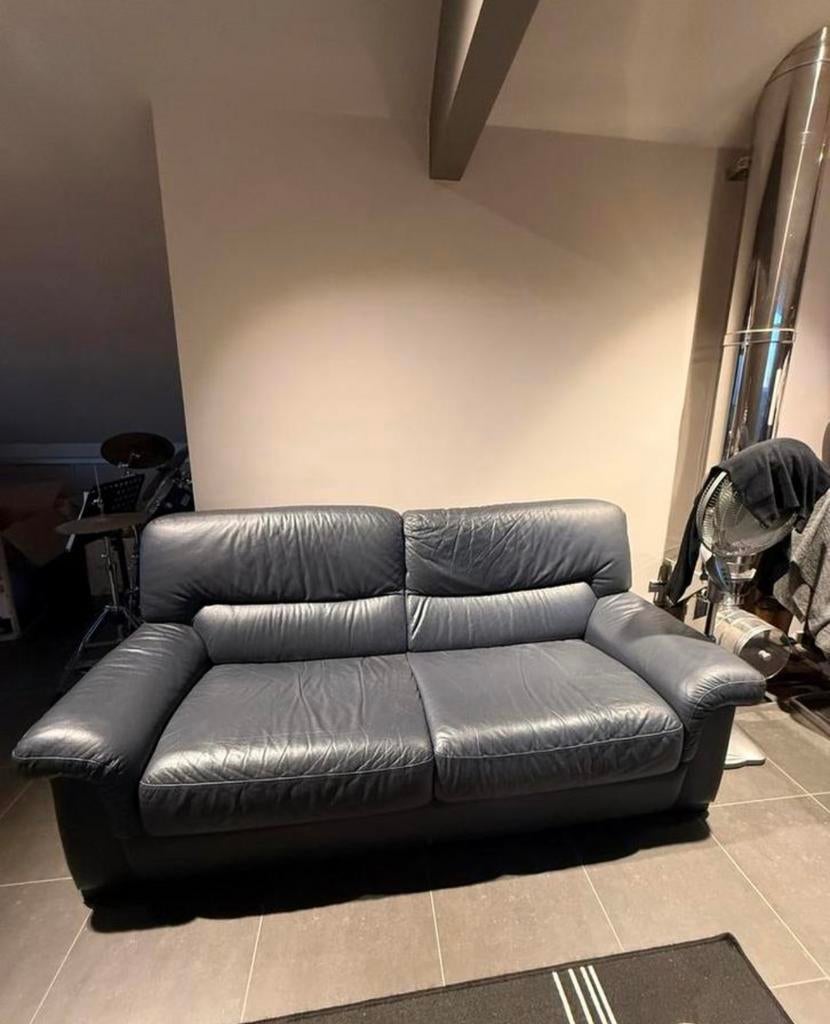 Zweezit leer goede staat, Huis en Inrichting, Fauteuils, Ophalen, Leer