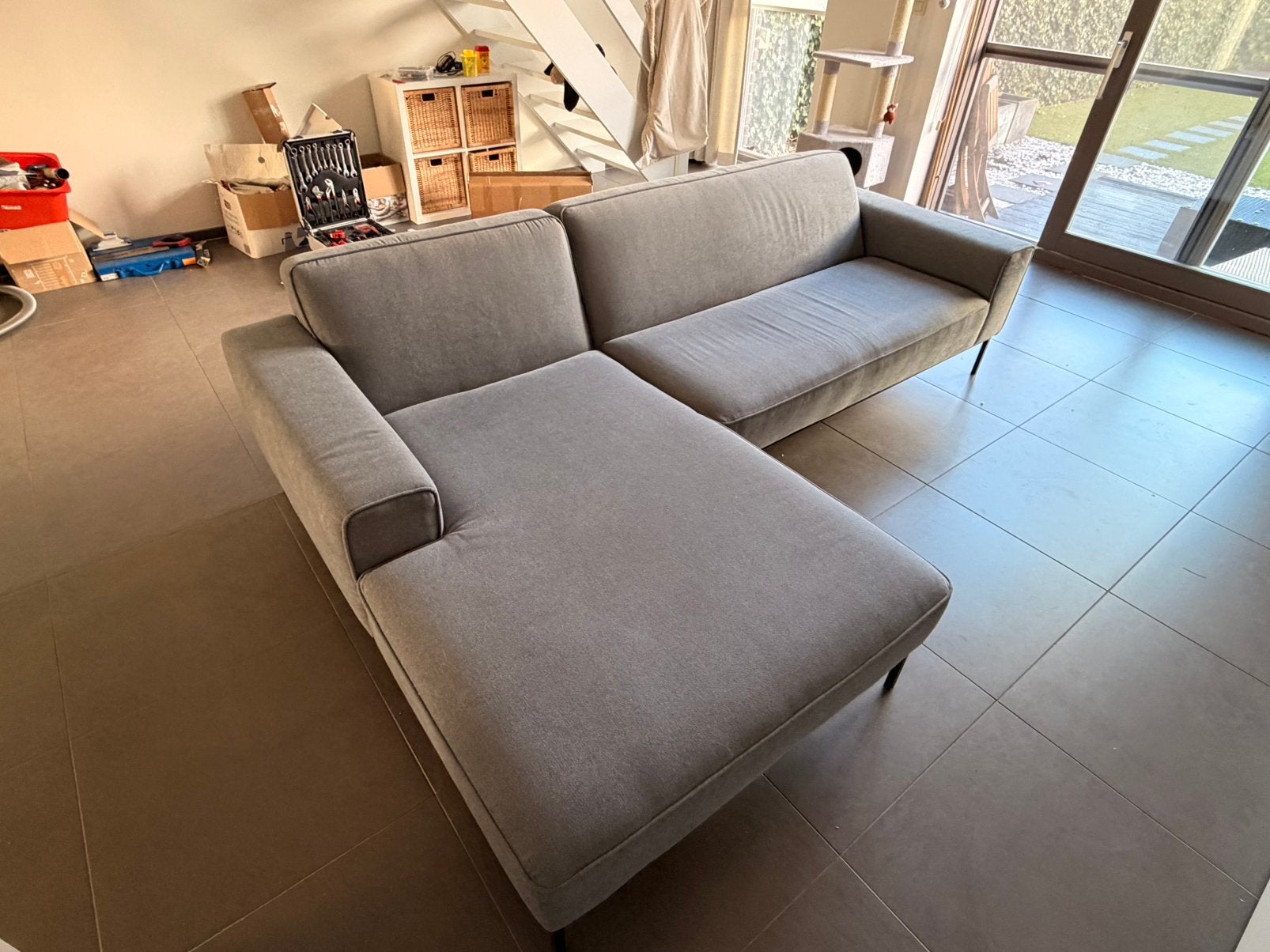 Zetel antraciet grijs, 250 à 300 cm, Comme neuf, Synthétique, Enlèvement