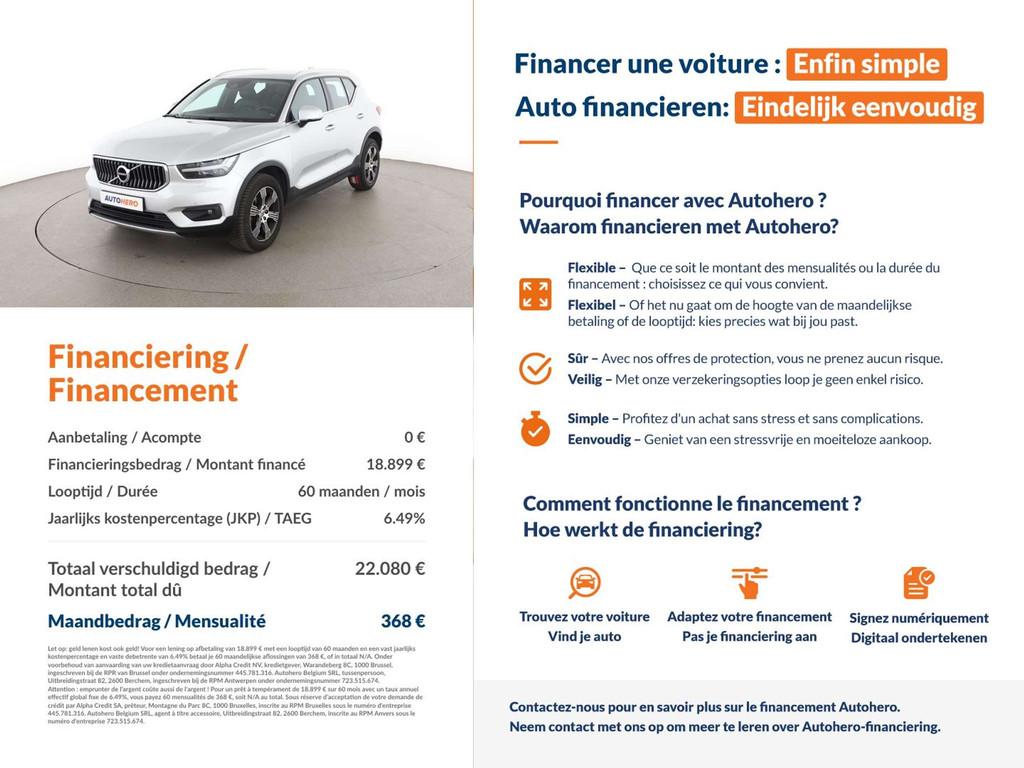 Volvo XC40 2.0 D3 Inscription 2WD (automatique), Cuir, Argent ou Gris, Achat, https://public.car-pass.be/vhr/d599e8d3-25c6-45a8-96d6-0f9e0e93ba4c