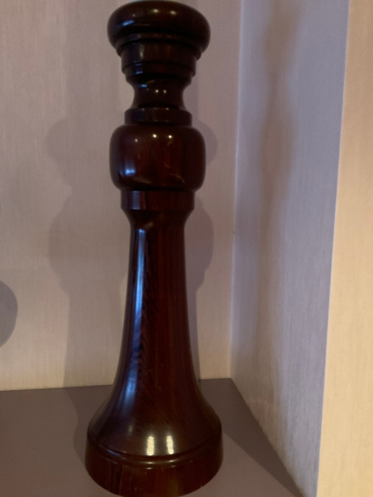 Massieve wengé kandelaar 49 cm hoog, Antiek en Kunst, Ophalen