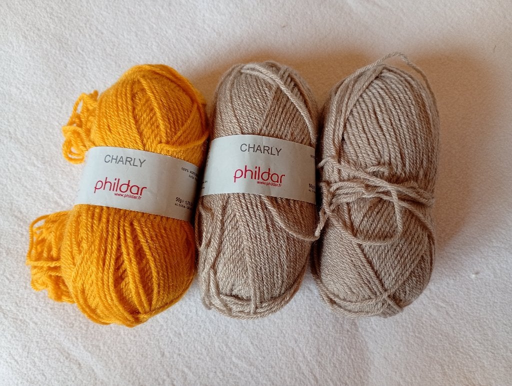 Phildar Charly wol lichtbruin en oranje, Hobby en Vrije tijd, Breien en Haken, Ophalen of Verzenden, Nieuw, Breien of Haken, Wol of Garen