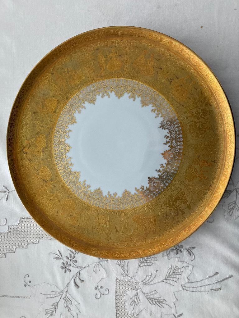 D W Porzellan Karlsbad - grote ronde schotel, Enlèvement, Comme neuf, Porcelaine, Assiette ou Plat