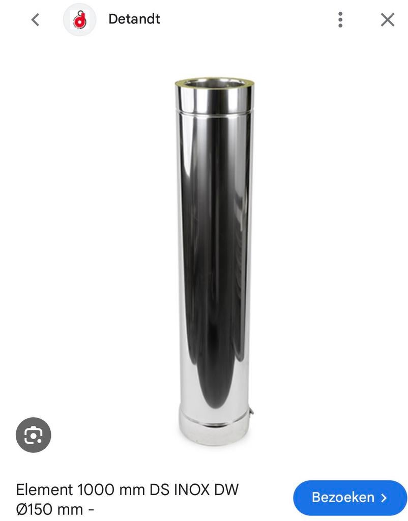 Ds Inox 150 DW dubbelwandige afvoerbuis inox met diversen, Doe-het-zelf en Bouw, Ophalen, 150 cm of meer, 80 cm of meer, Kachel