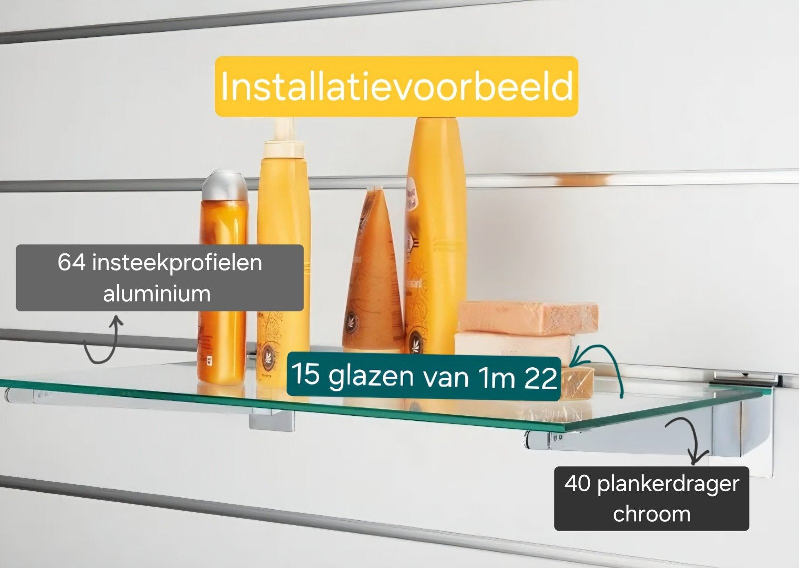 Onderdelen glazen lamellenwand Rétif - winkeldisplay, Ophalen