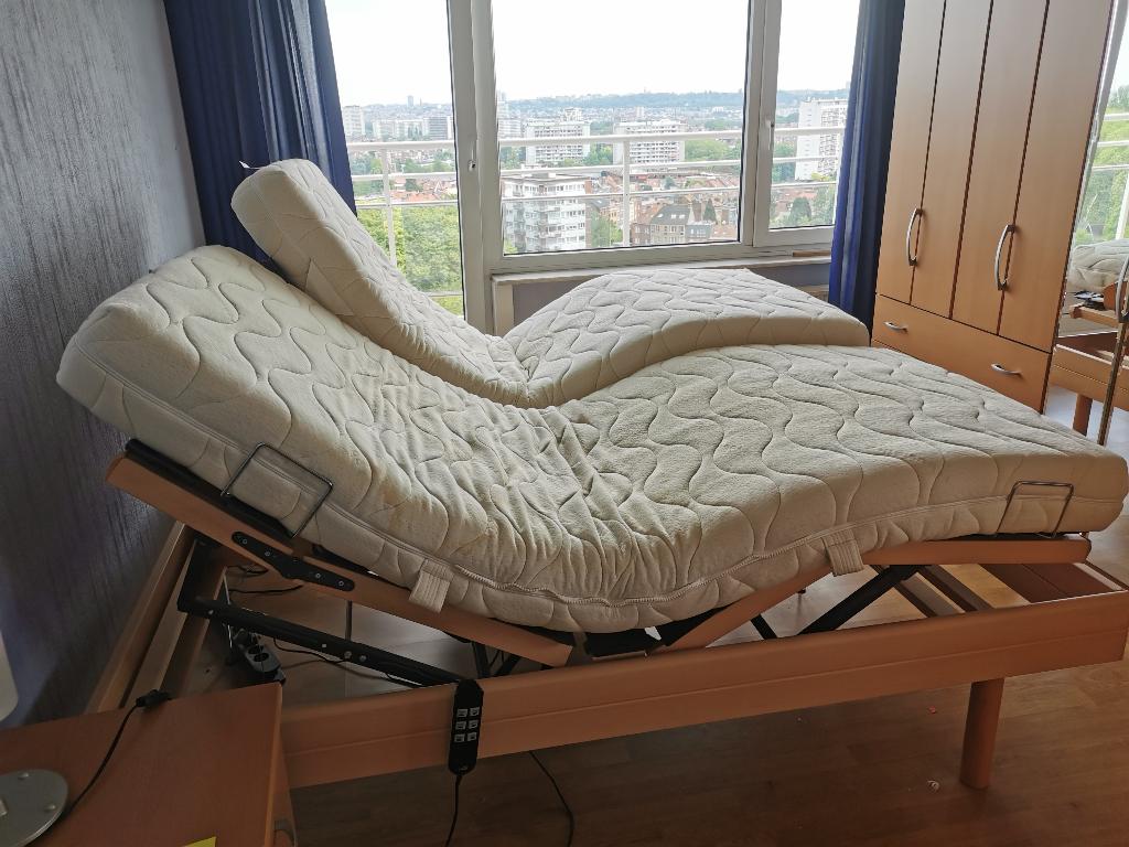 Electrische bed 180x200, Ophalen, Bruin, Tweepersoons, 180 cm