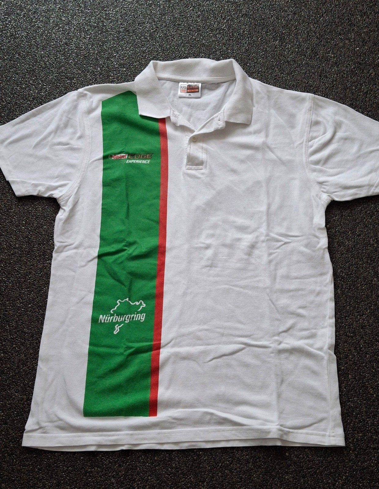 t-shirt polo vintage pour hommes XL Castrol Edge Nürnburgrin, Enlèvement ou Envoi, Taille 56/58 (XL), Porté, Blanc