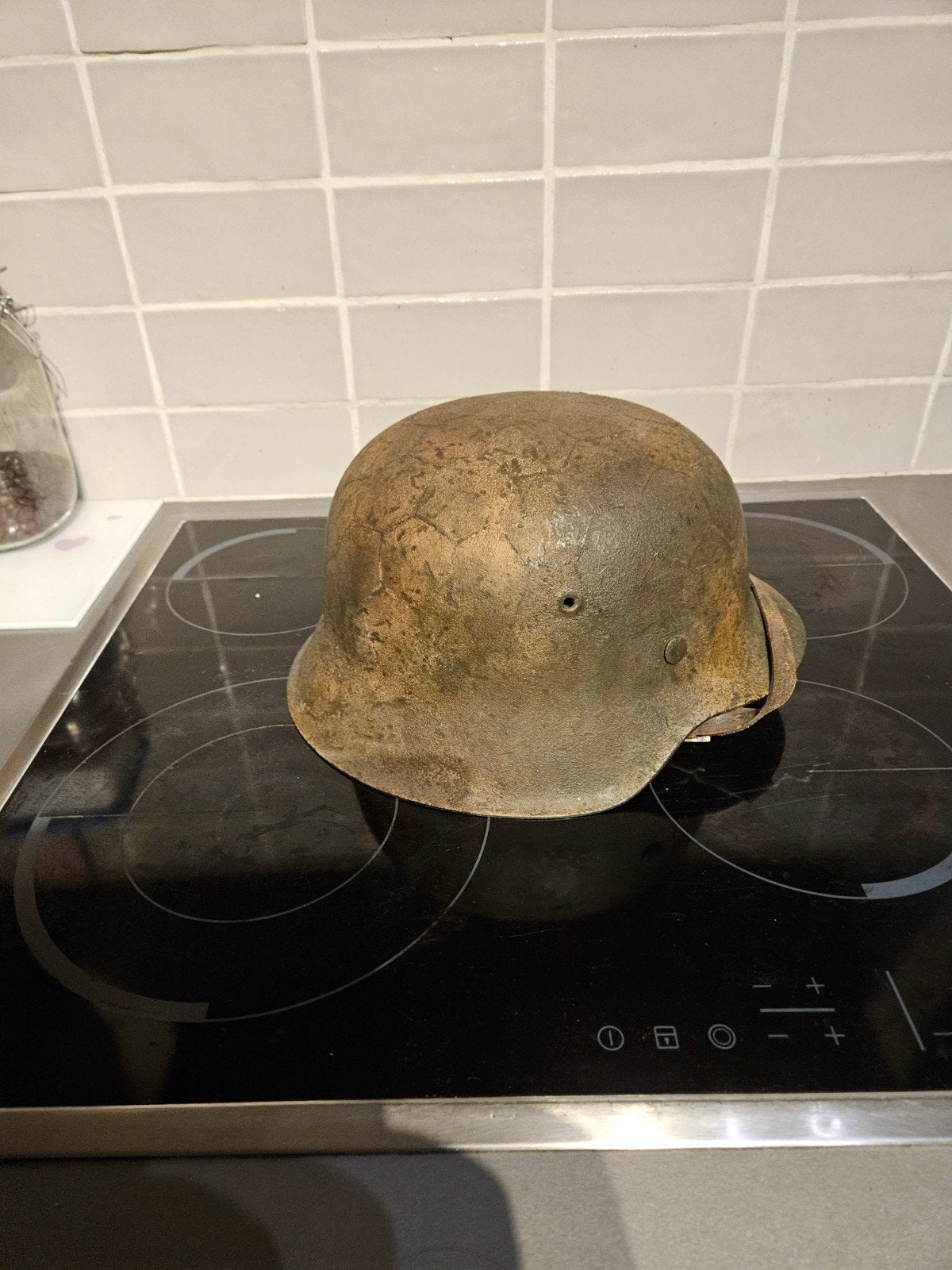 Originele M40 ET64 Duitse helmhoes - opnieuw gemonteerd Reco, Kleding | Heren, Ophalen of Verzenden