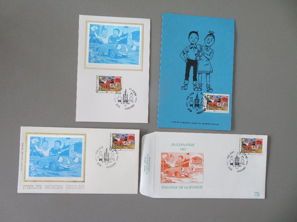 1987 Suske en Wiske jeugdfilatelie Aarschot FDC ,s + kaarten, Verzamelen, Ophalen of Verzenden, Suske en Wiske, Zo goed als nieuw