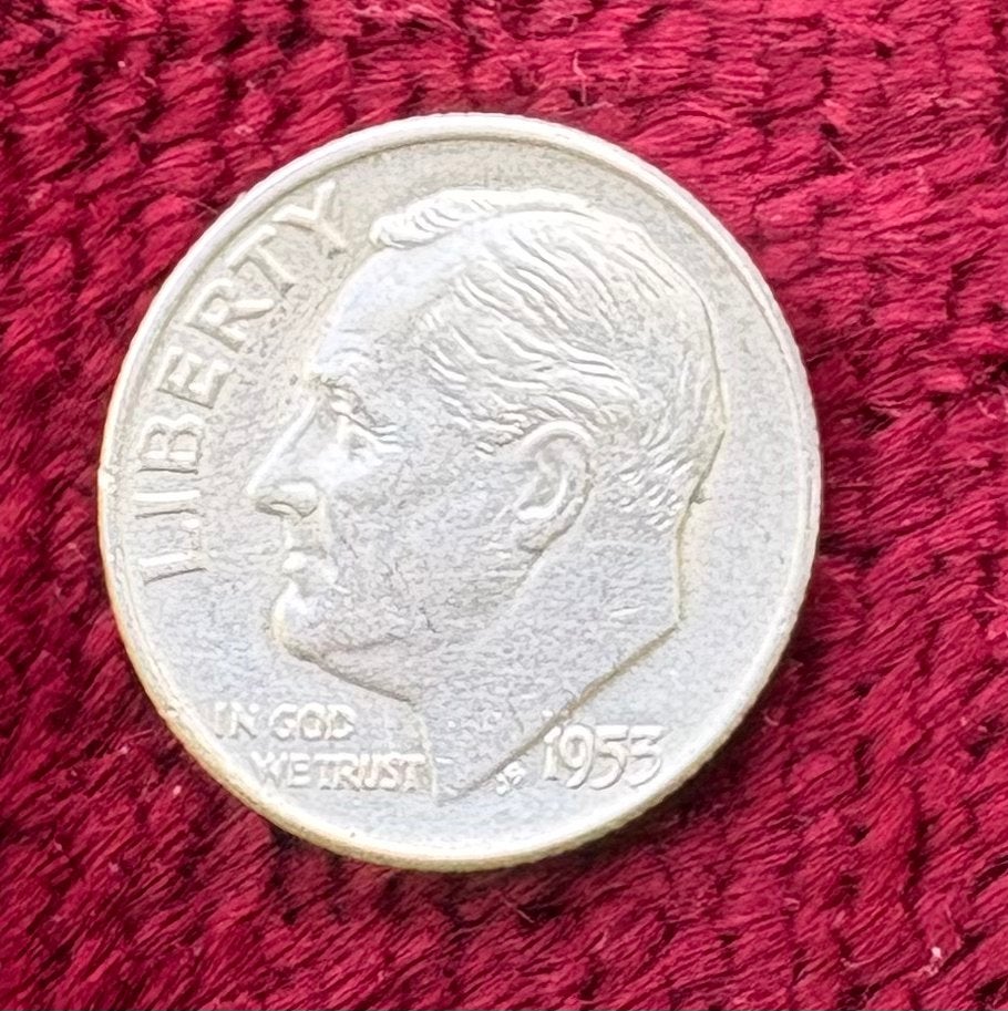 Zilveren USA Dime Roosevelt 1953, Ophalen of Verzenden, Noord-Amerika, Losse munt, Zilver