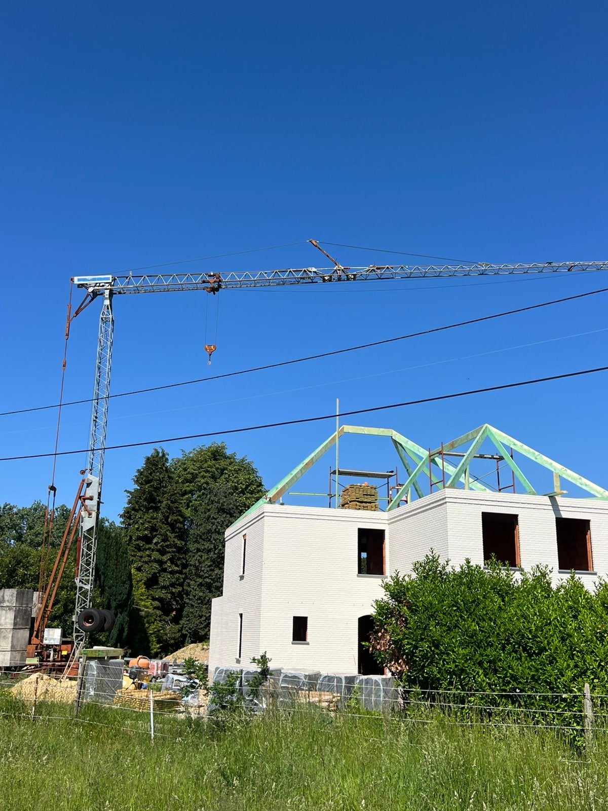Bouwkraan 21 m, Articles professionnels, Machines & Construction | Grues & Excavatrices, Enlèvement, Grue