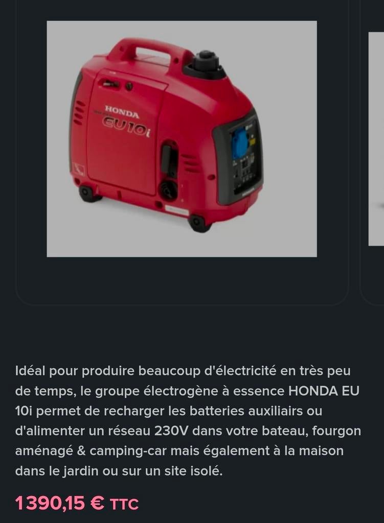 HONDA Groupe Electrogène EU 10i générateur, Bricolage & Construction, Neuf, Essence
