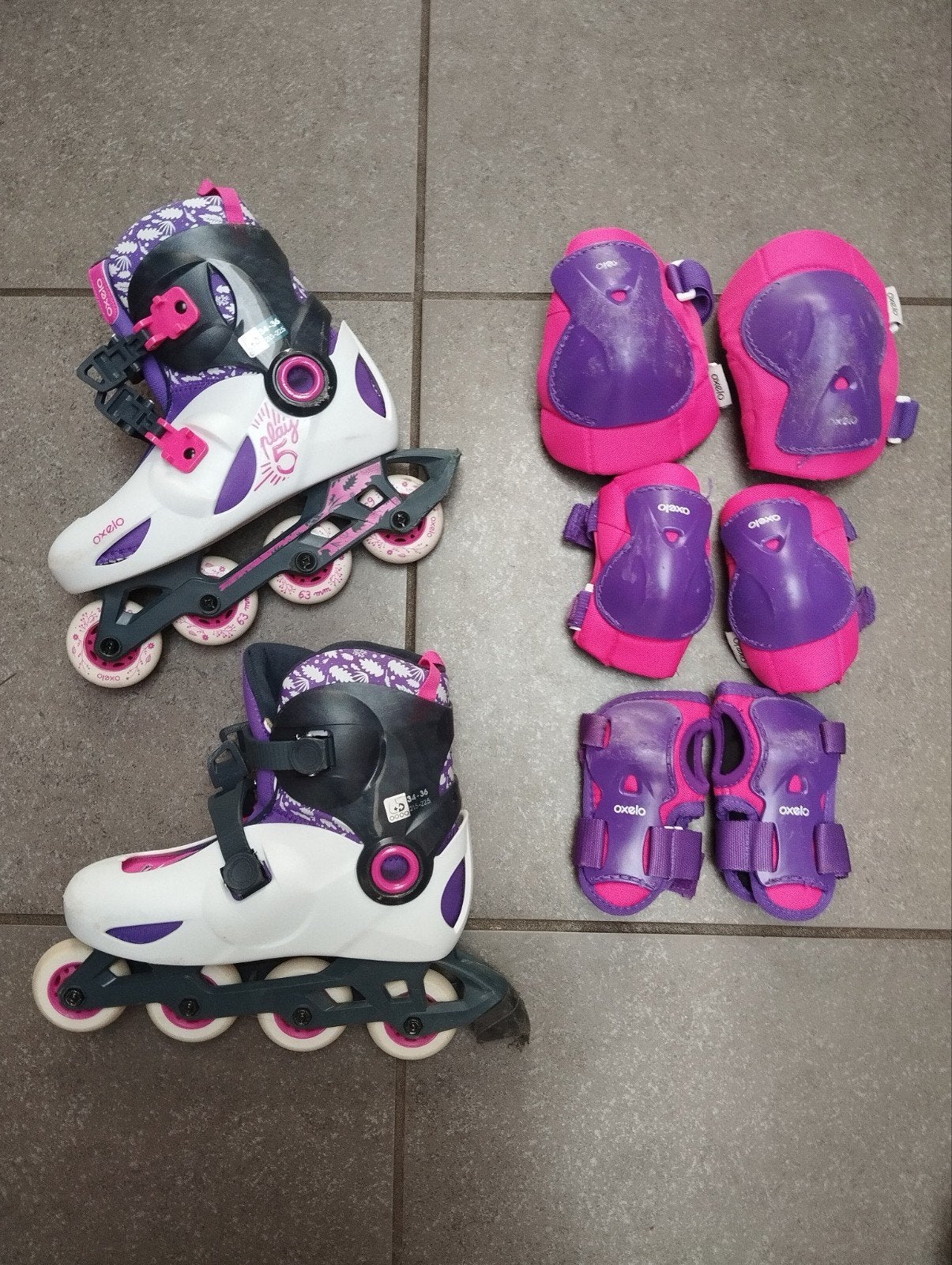 Rolschaatsen met bescherming maat 34-36, Ophalen