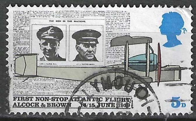 Grande-Bretagne 1969 - Yvert 558 - Vickers Vimy (ST), Timbres & Monnaies, Timbres | Europe | Royaume-Uni, Affranchi, Envoi