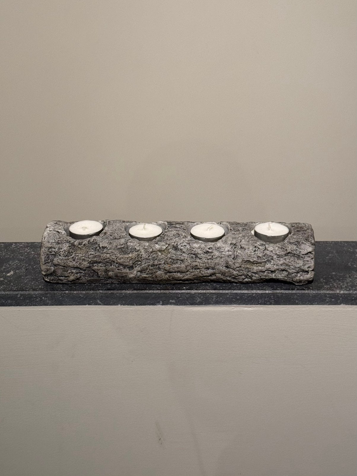 Porte-bougies effet bûche en bois / écorce rustique, Maison & Meubles, Enlèvement ou Envoi, Comme neuf, Brun, Bois