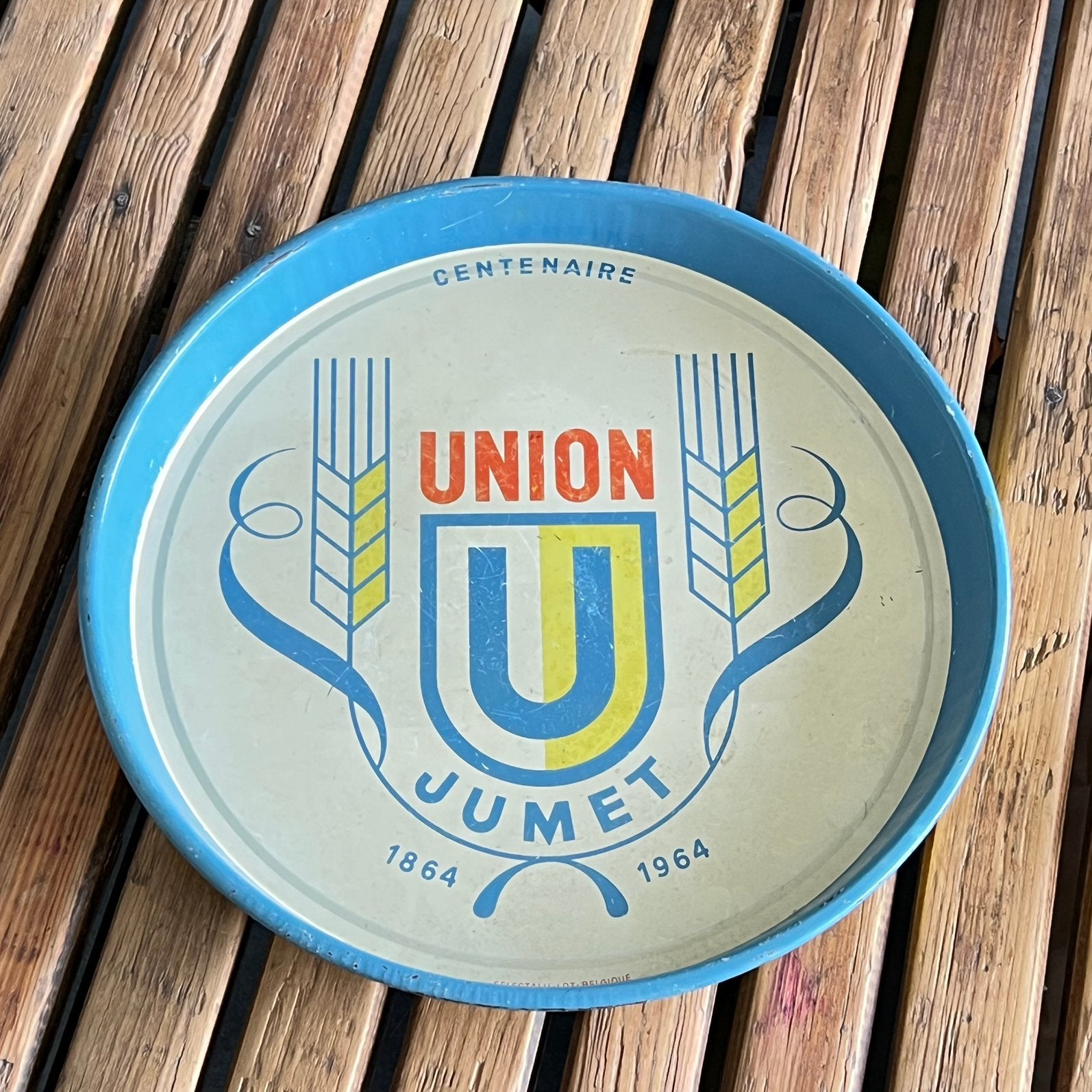 Ancien plateau en tôle Brasserie Union Jumet, Enlèvement ou Envoi, Utilisé