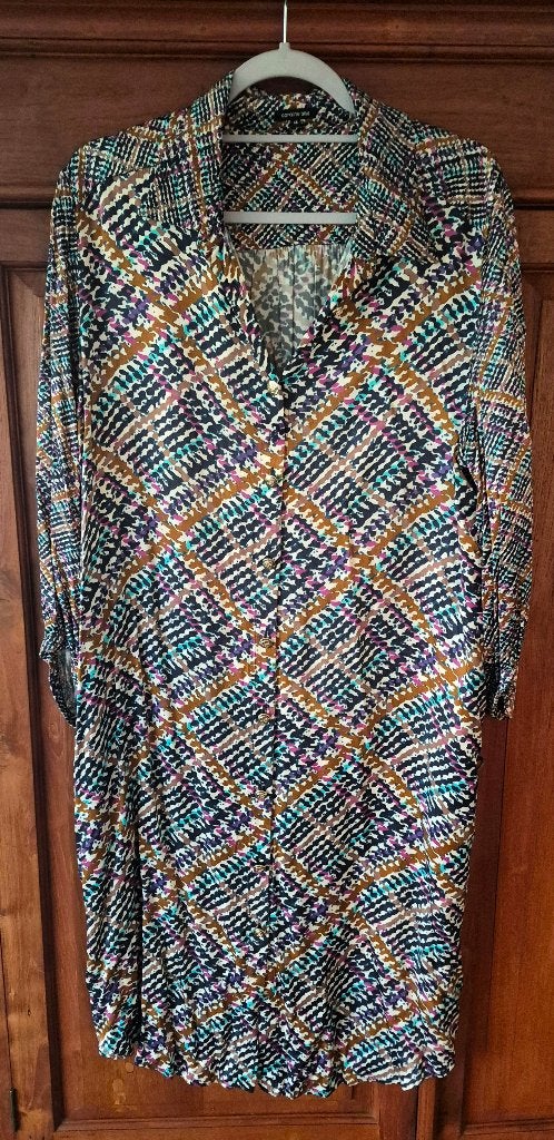 Jurk caroline biss 46 met bruine riem, Caroline Biss, Ophalen of Verzenden, Gedragen, Maat 46/48 (XL) of groter