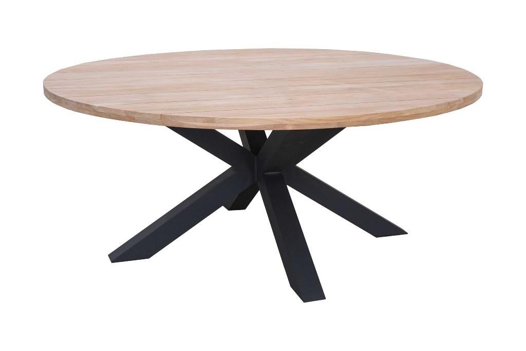 Table de jardin ronde 180cm - teck massif, Enlèvement, Neuf, Rond, Bois