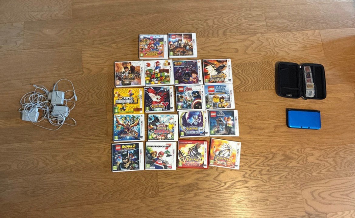 Nintendo 3DS XL + games, Gebruikt, Blauw, 3DS, Ophalen