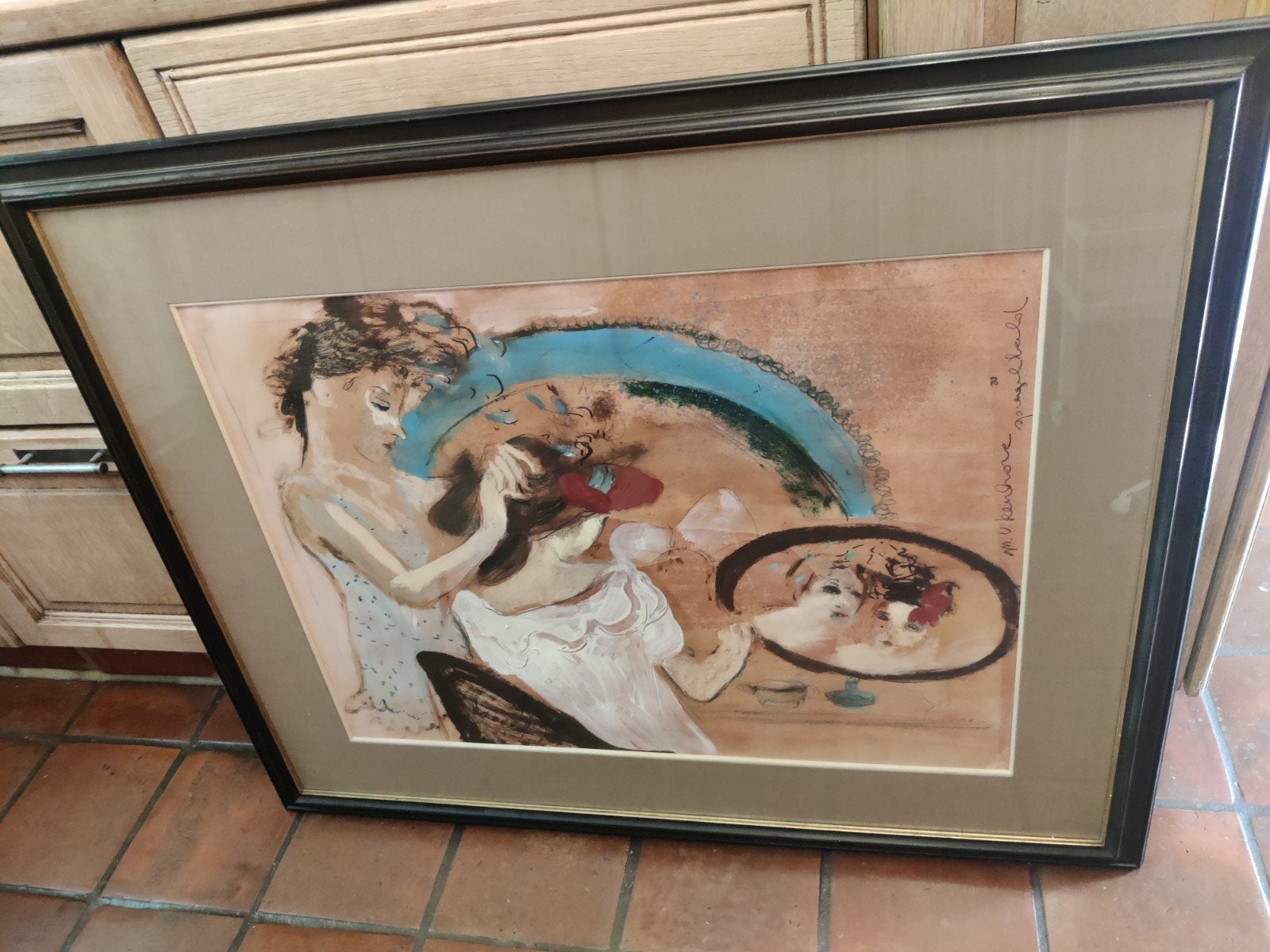 Peinture de M, Van Kenhove, Mirror Image. Papier japonais, Antiquités & Art, Enlèvement ou Envoi