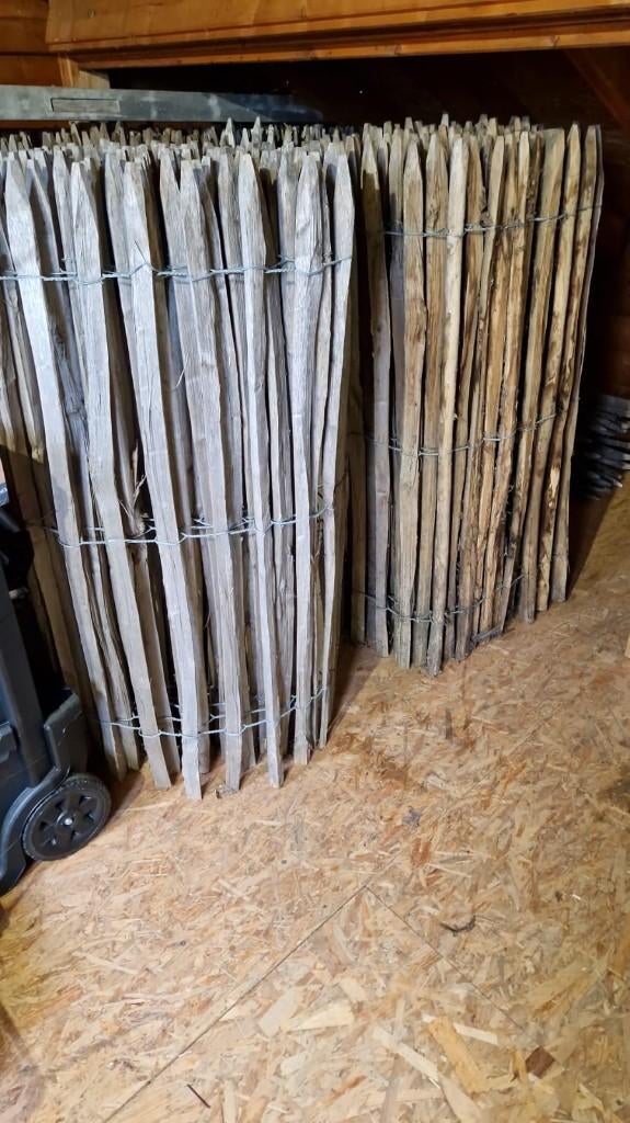 Kastanje afsluiting 120cm hoog - 40 meter, Ophalen, Zo goed als nieuw, Hout, Spijlenhekwerk