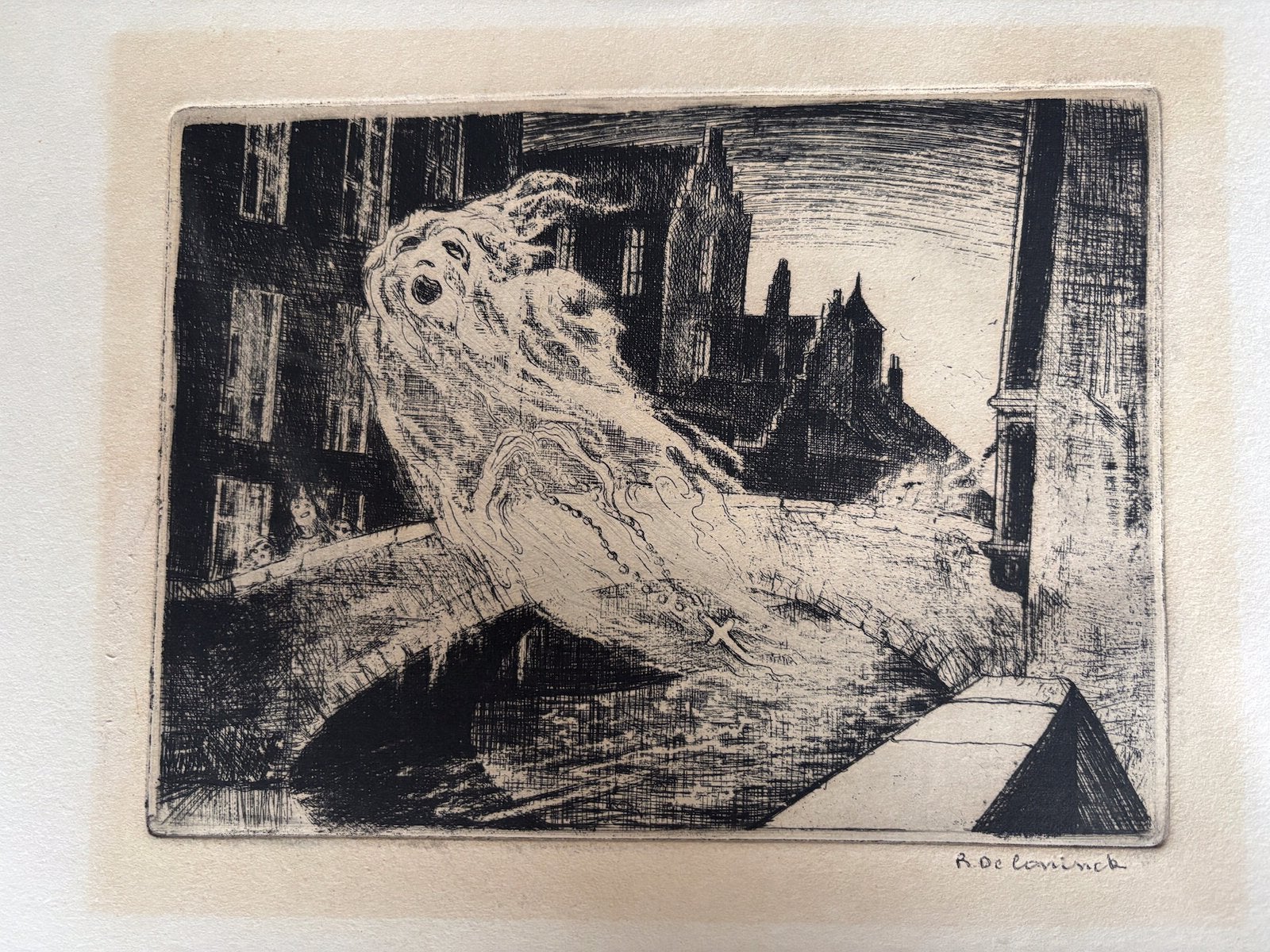 Ets van René de Coninck, Antiek en Kunst, 18 cm, Mythologie, Ophalen of Verzenden, 1950 - 1999