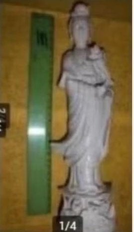 kwan yin beeld wit kuan yin  met stempel, Ophalen of Verzenden