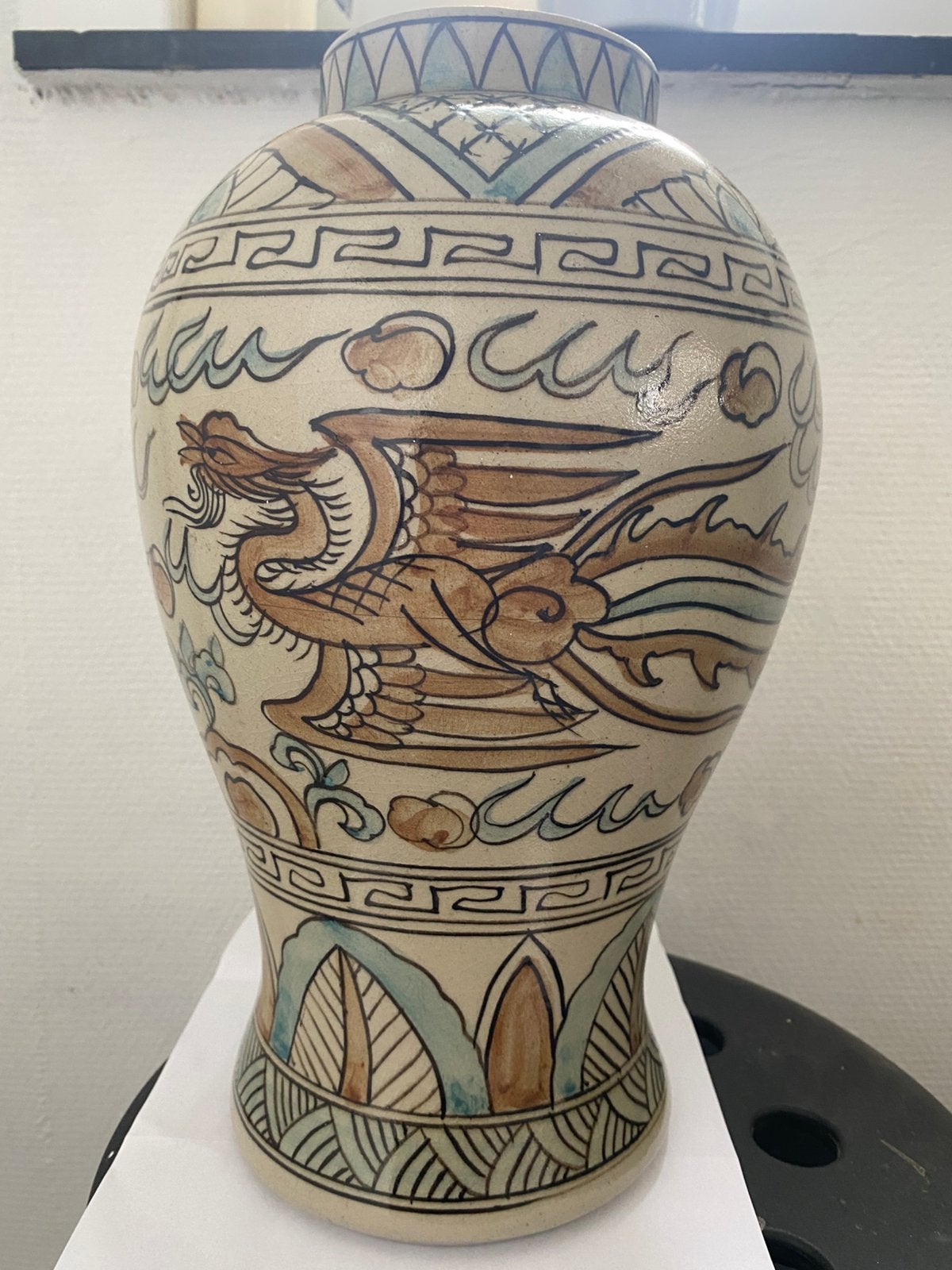 Grand Vase Ancien Vietnamien Céramique Biên Hòa Signée - 36, Enlèvement ou Envoi