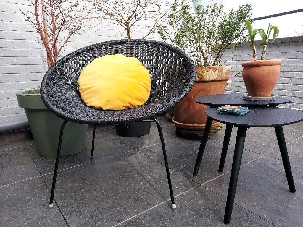 Zwart retro kuipzeteltje wicker, Tuin en Terras, Ophalen, Gebruikt, Wicker
