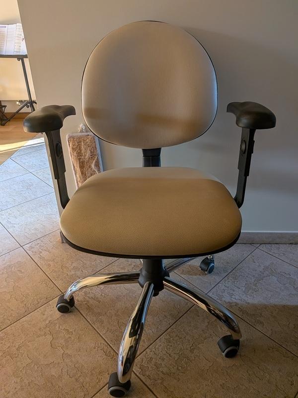 maison - chaise de bureau en cuir beige, Enlèvement, Utilisé, Beige, Chaise de bureau
