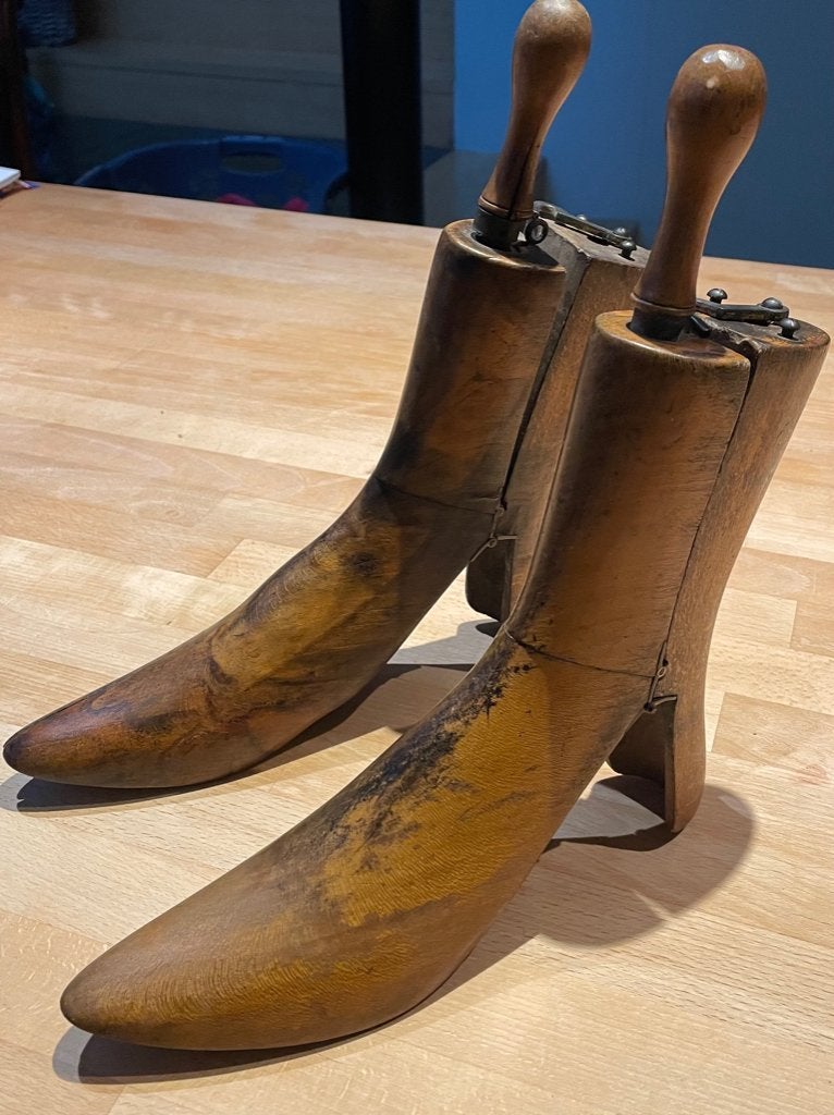 vintage houten schoenmakersleesten, Ophalen, Gebruikt, Bruin, Vintage