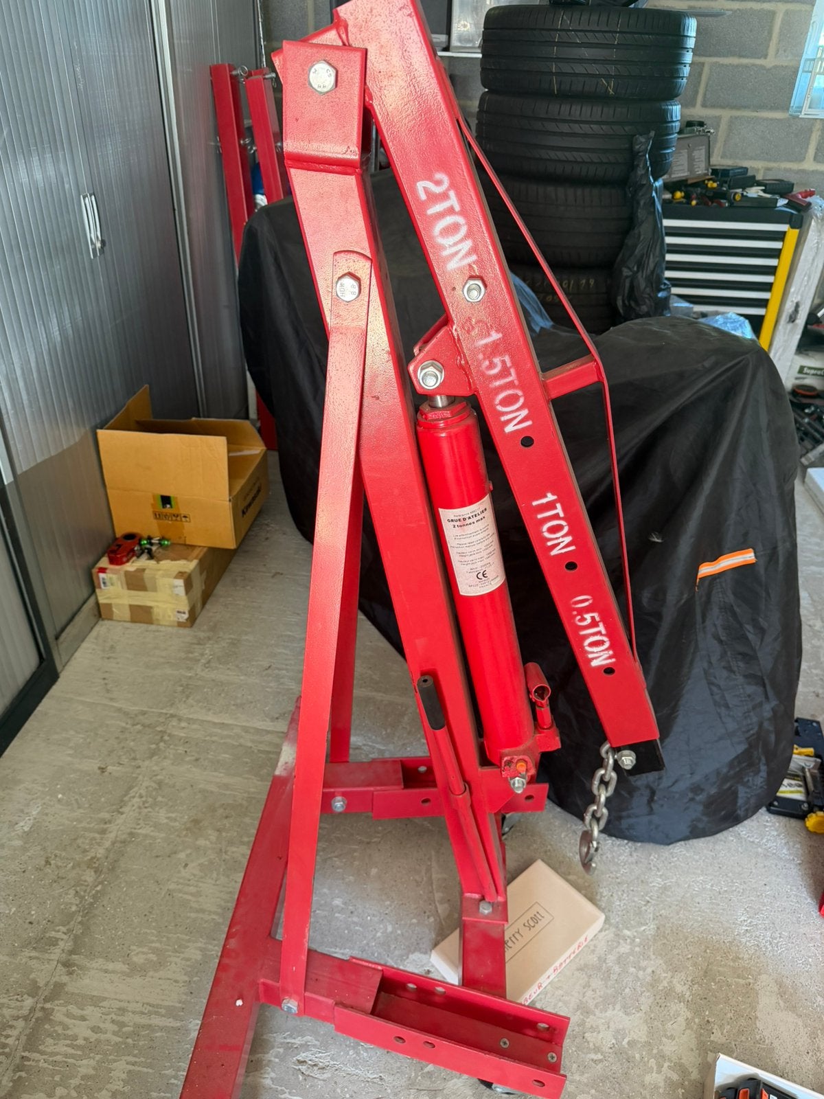 Grue d’atelier hydraulique pliante, Ophalen, Zo goed als nieuw, Hydraulisch