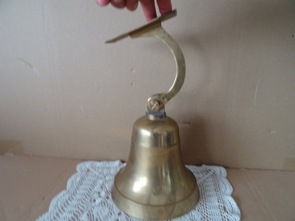 Antieke of vintage bel deurbel grote koperen bel Geen klepel, Ophalen of Verzenden