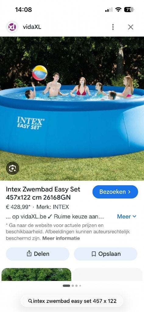 Intex Easy set 457 x 122 cm, ladder, filter, warmtepomp, Opblaaszwembad, Rond, 300 cm of meer, Zo goed als nieuw