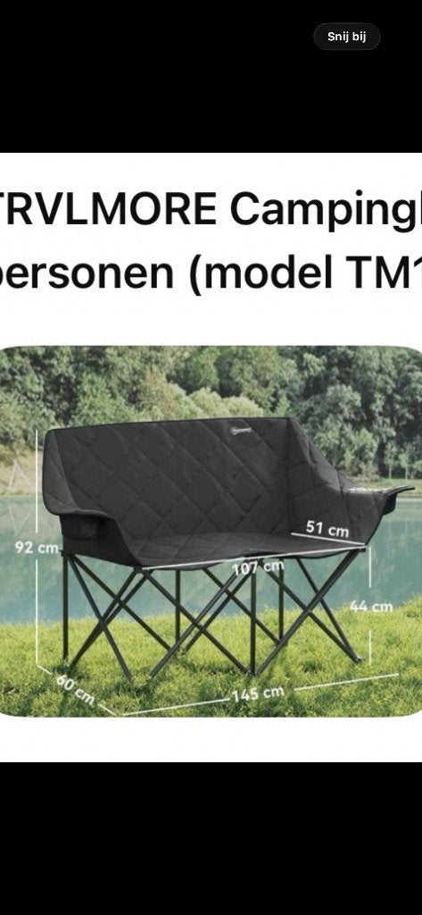 Kampeerstoel TRVLMORE 2 personen NIEUW, Caravanes & Camping, Enlèvement ou Envoi, Neuf, Chaise de camping