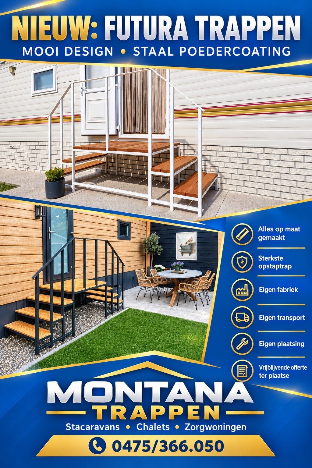 Nieuwe opstaptrappen voor caravans en chalets, Ophalen of Verzenden, Nieuw