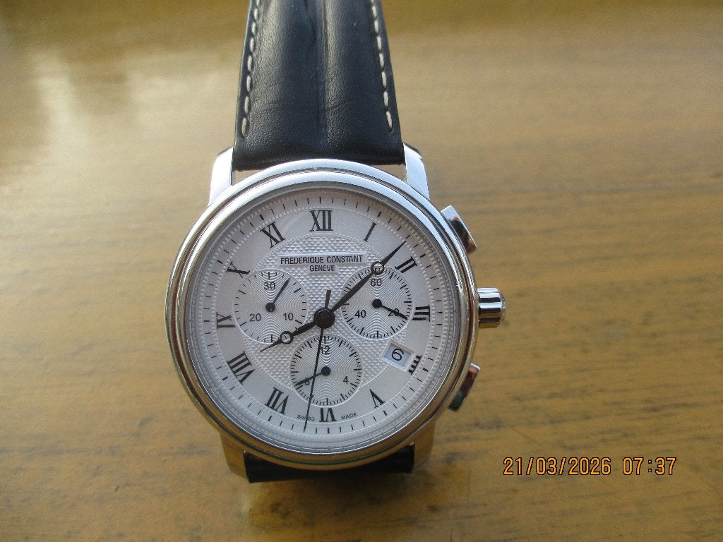 montre Chronographe Frédérique Constant Genève, Montre-bracelet, Cuir, Enlèvement, Acier
