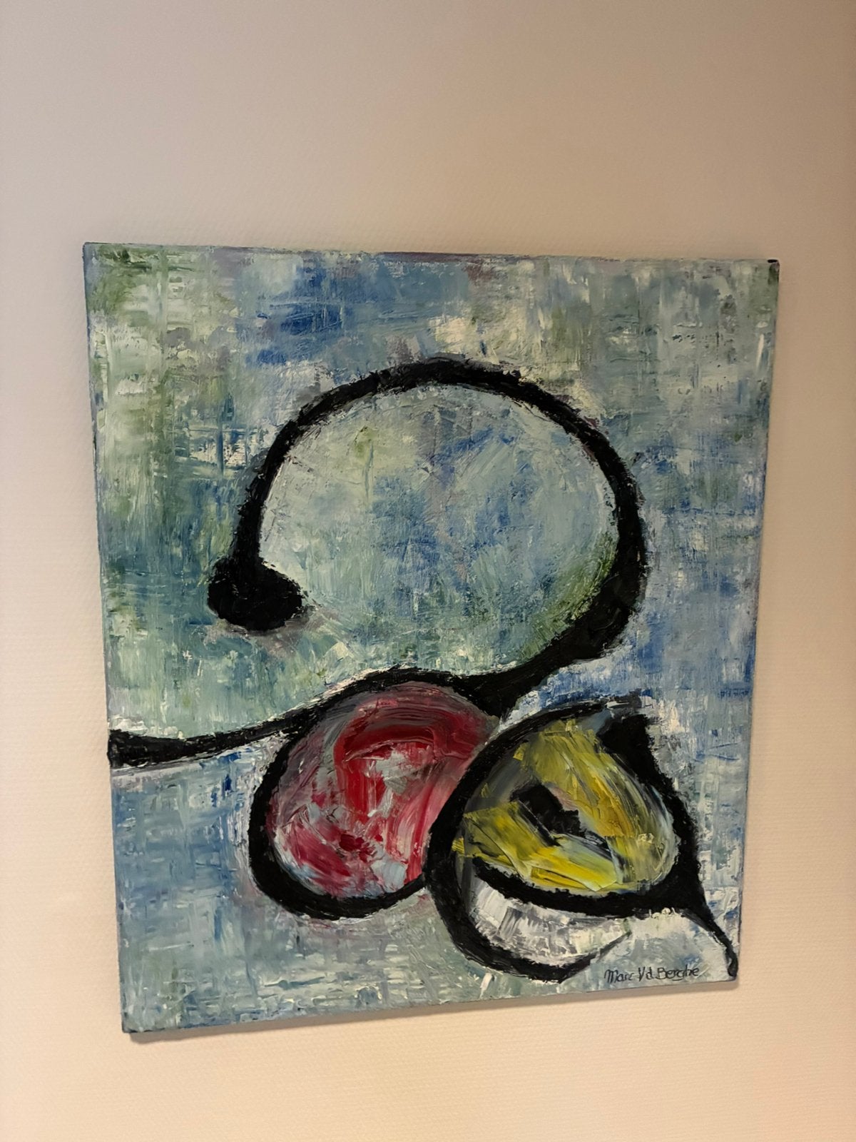 Origineel schilderij ‘Ontluiking’van Marc Van den Berghe, Antiek en Kunst, Ophalen, Acrylverf, Stilleven, Gedateerd