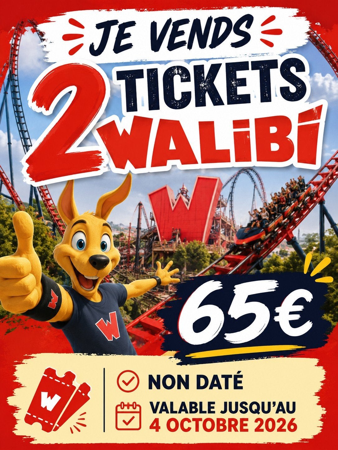 Tickets Walibi Belgium - 2 personnes, Tickets & Billets