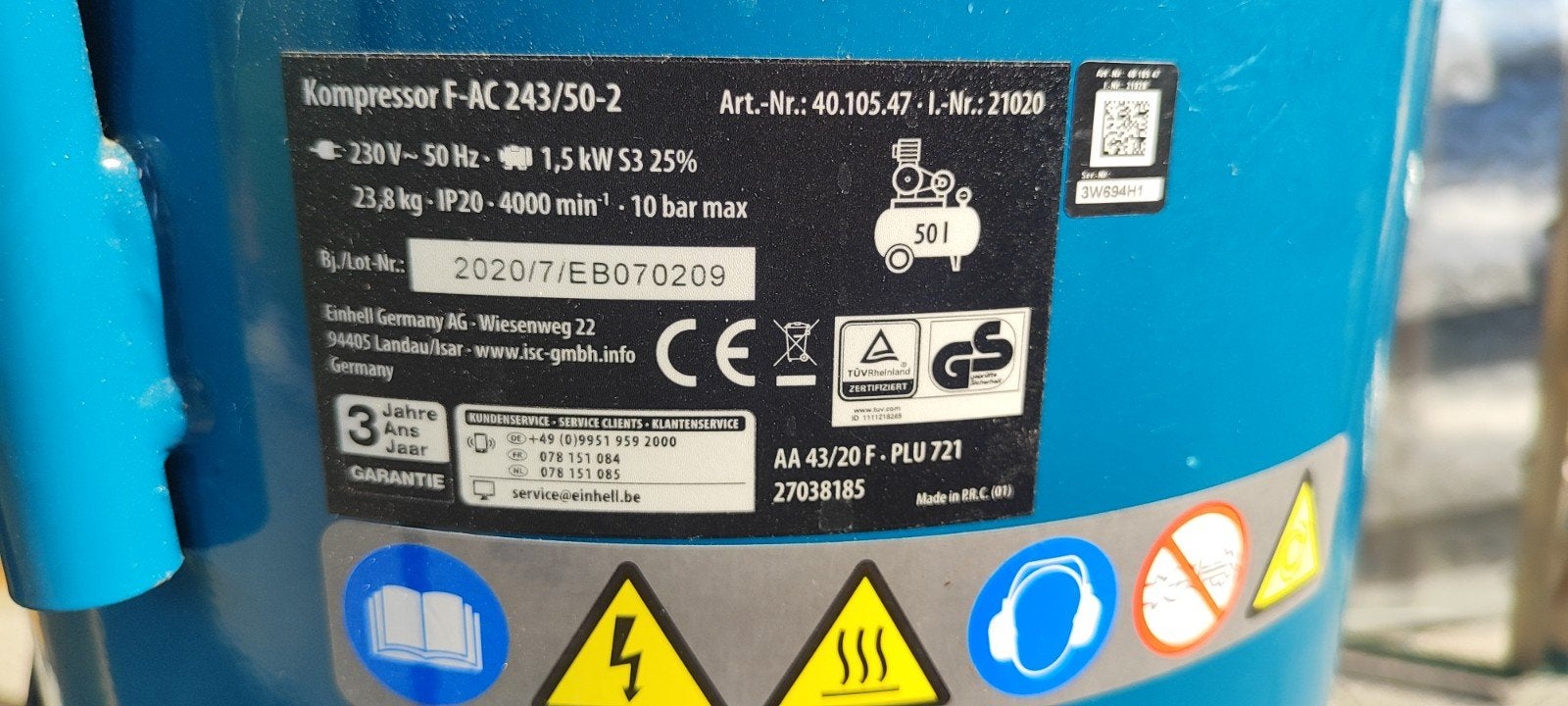 Compressor 1.5 kw 50l tank, Doe-het-zelf en Bouw, Ophalen