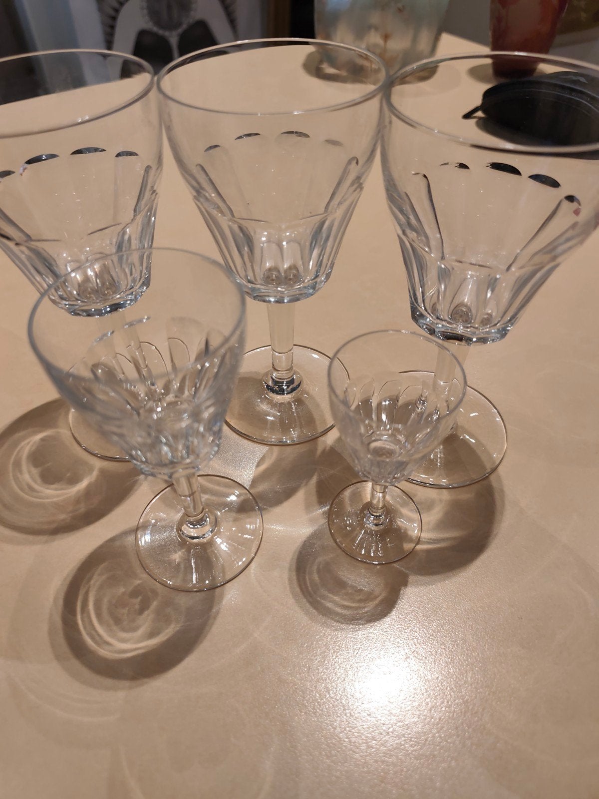 5 verres vsl Méry taille côté plate, Enlèvement ou Envoi
