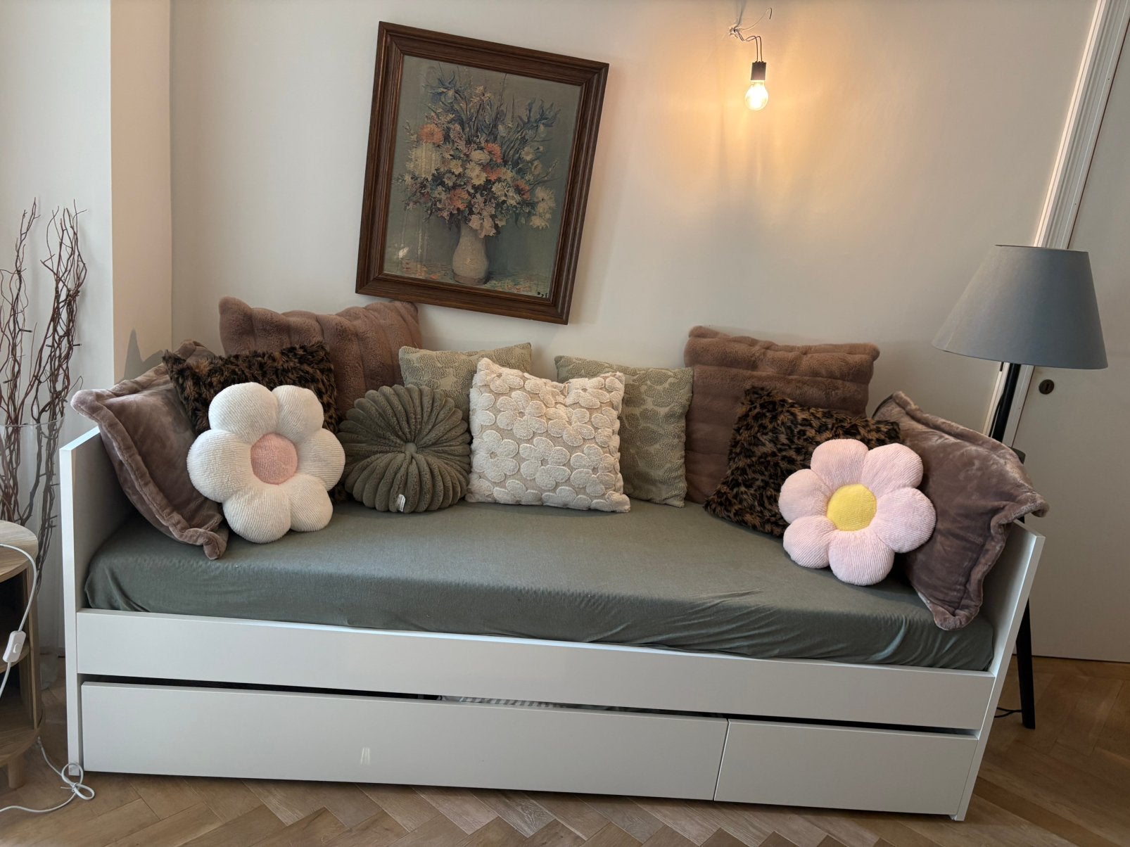 IKEA VIHALS bedbank: opbergruimte+matras+lattenbodem(80x200), Ophalen, Zo goed als nieuw, Wit, 200 cm