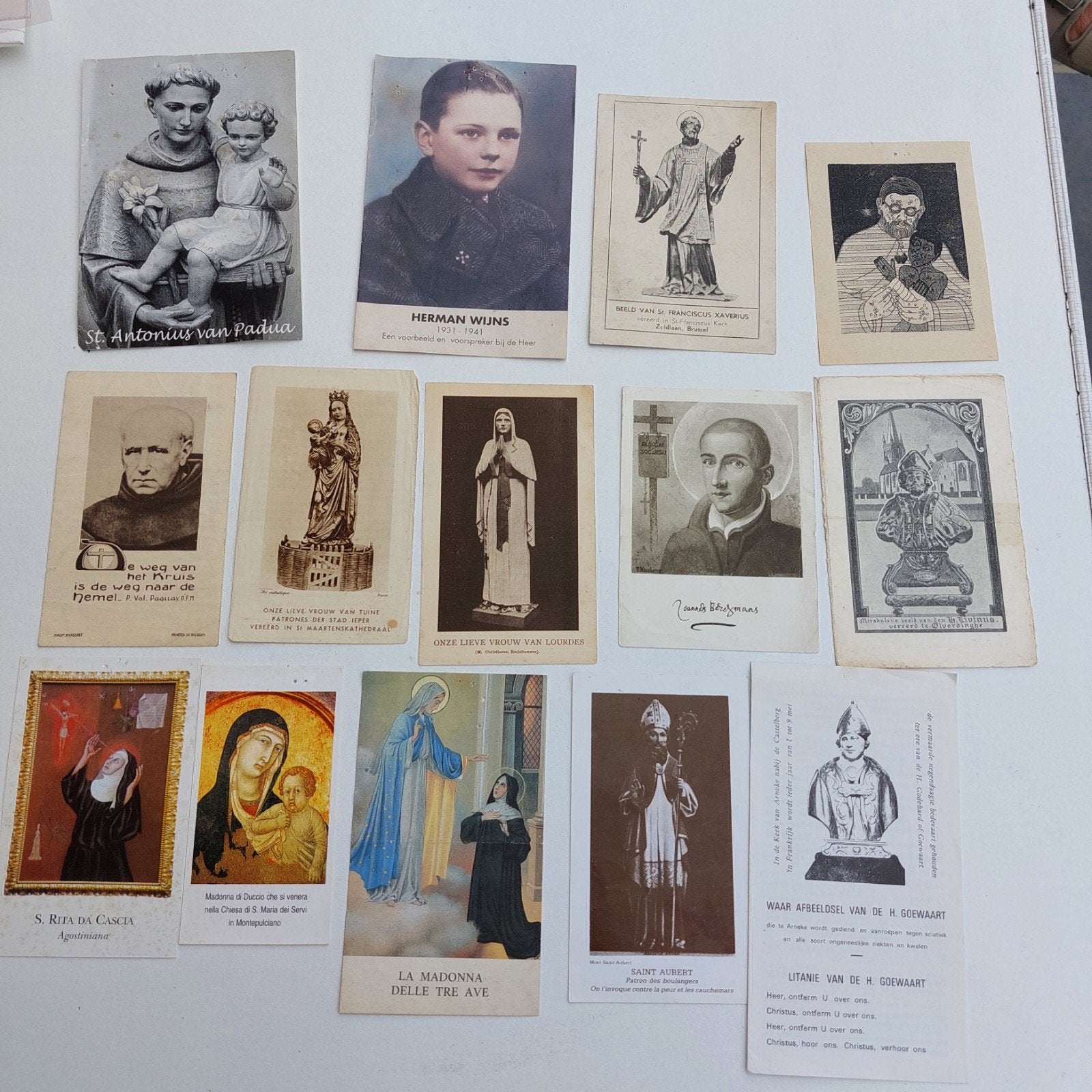 14  oude bidprentjes Heiligen, Ophalen of Verzenden