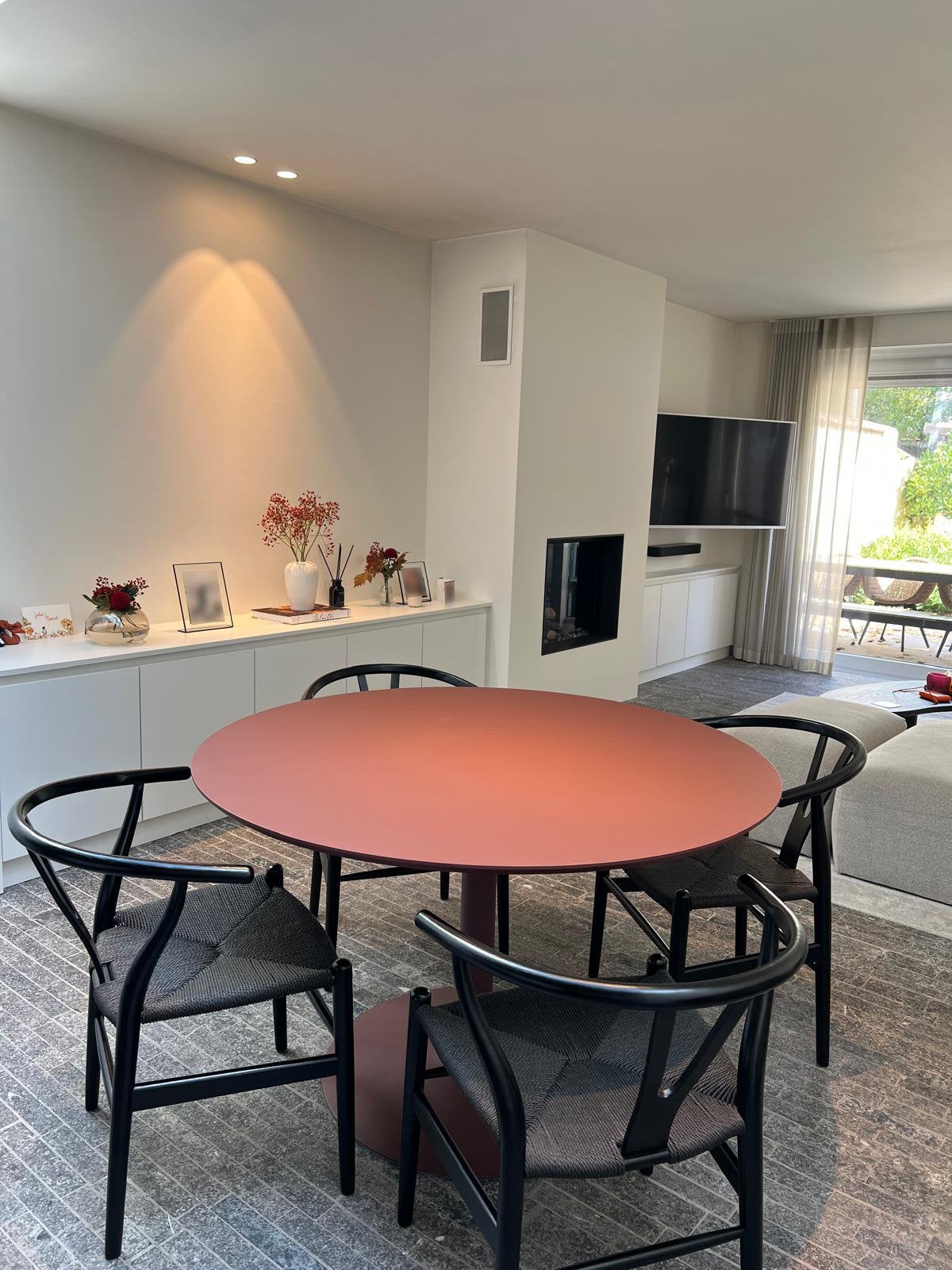 Eettafel Ø120cm Bordeaux, Maison & Meubles, Tables | Tables mange-debout, Comme neuf, Enlèvement