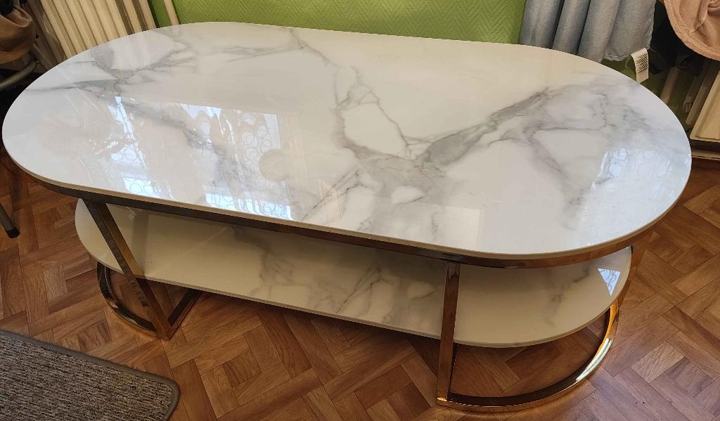 Table basse de salon ovale, 100 à 150 cm, Comme neuf, Enlèvement, 50 à 100 cm