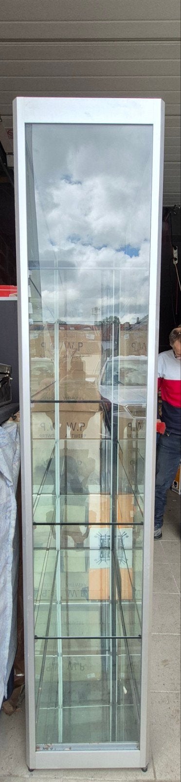 Grande vitrine 200x120x40 cm — aluminium + verre, Enlèvement