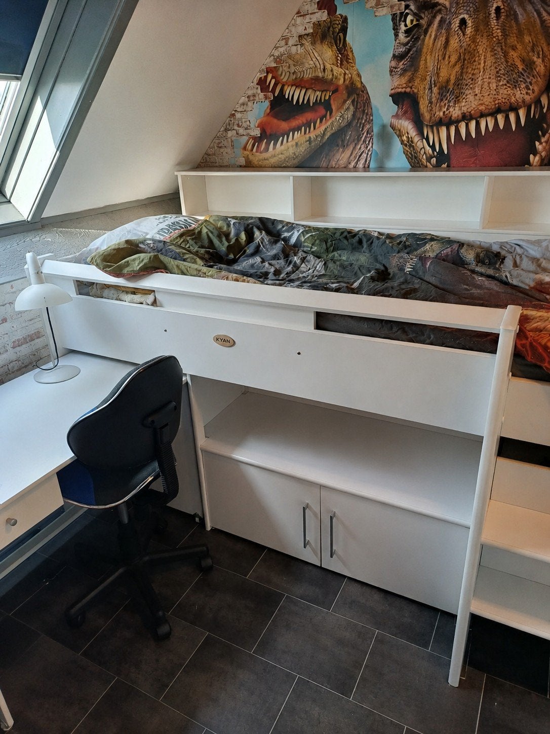 Hoogslaper met bureau , kastjes en kleerkast, Maison & Meubles, Chambre à coucher | Lits superposés & Lits mezzanines, Enlèvement