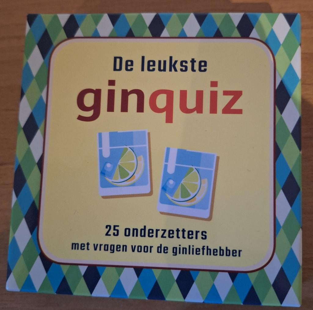 De leukste ginquiz, 25 onderzetters met quizvragen over gin, Ophalen of Verzenden, Zo goed als nieuw, Glas of Kopje