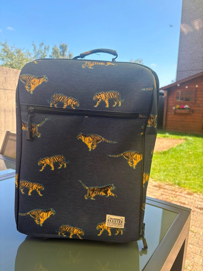Handbagage koffertje Skooter - tijgerprint, Handtassen en Accessoires, Koffers, Ophalen, Gebruikt, 50 tot 60 cm, 45 tot 55 cm