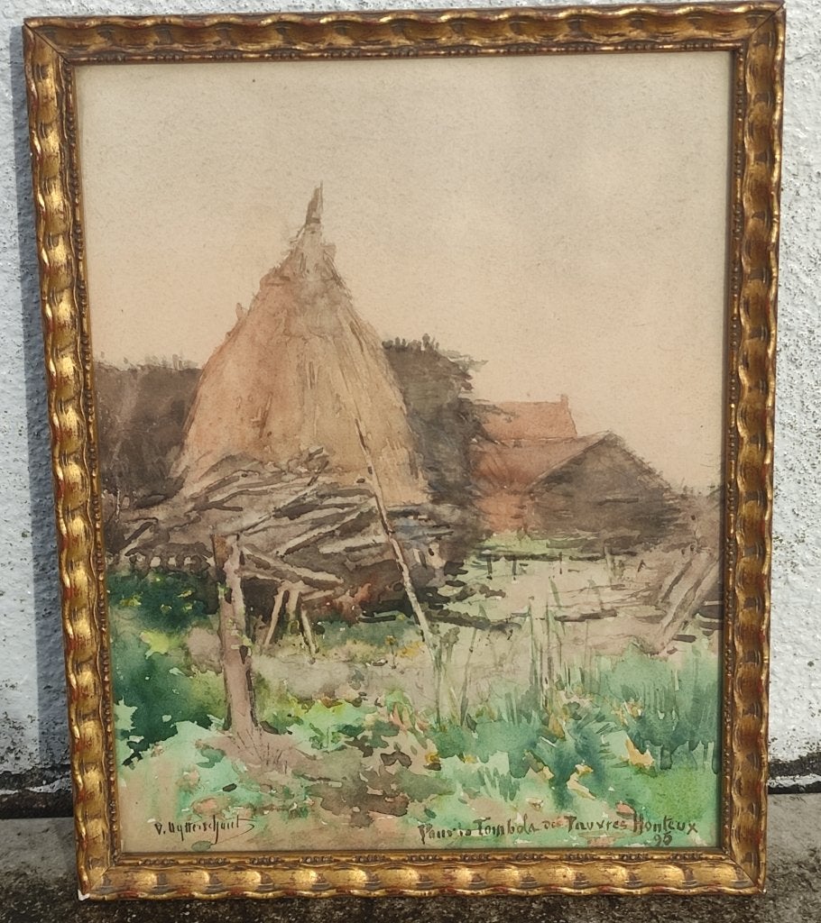 Aquarelle signe Victor uytterschaut, Enlèvement ou Envoi, Aquarelle