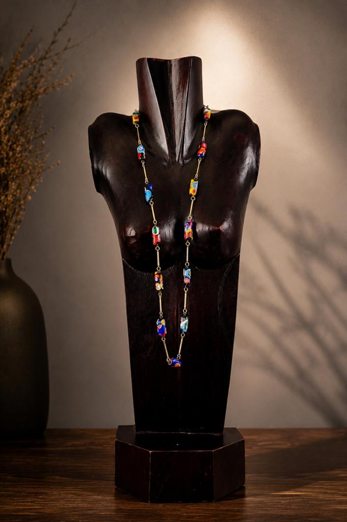 Prachtige vintage ketting van Millefiori Murano-glas, Ophalen of Verzenden, Zo goed als nieuw, Blauw